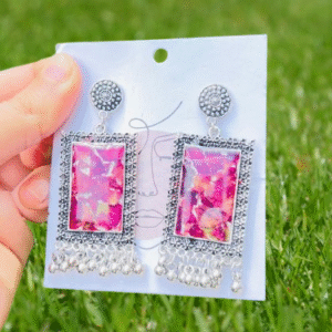 silver earing jhumka with night glow