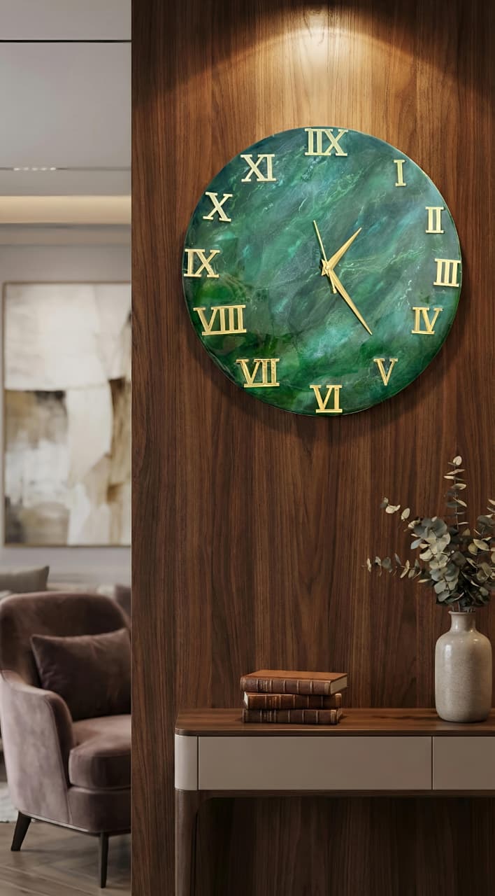 Jungle Green Luxury Resin Wall Clock - Image 2