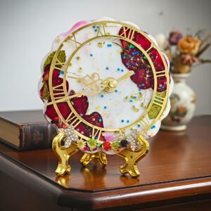 Elegant Resin Table Clock with Artistic Design, Stylish Wall and Tabletop Decor